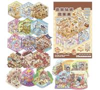 20 Sets 3D Miniature Scene Sticker Kit for Kids & Adults - DIY Arts & Crafts with Reusable Stickers, Stress Relief Activity with Tweezers, Non-Toxic & Creative Gift for Ages 3+ (Set 01)