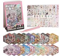 20 Sets 3D Sticker Scene Book for Adults & Kids - DIY DIY Horror Adventure House, Fantasy Art Therapy Stickers Collection | Stress Relief,Sticker Therapy Activity Book for Children's Day,Halloween etc