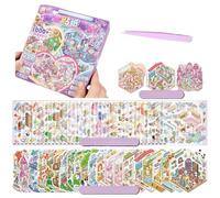 20 Sets 3D Sticker Scene Book,Sticker Therapy for Adults,Include 20 Beautiful House Isometric 3D Space DIY Scene Stickers Book,Cute Art Stickers for Girls