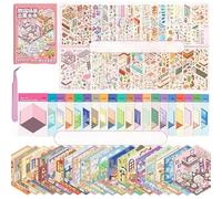 20 Sets 3D Sticker Scene with Material Book,Rich Collection of 3D Space Stickers and Storage Spiral Notebook,Room Stickeer Book for Adults Kids DIY 3D House Stickers Set for Adults