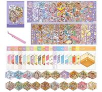 20 Sets 3D Stickers Miniature Scene Sticker,DIY House Scene Stickers with Tweezers Make Your Own Warm Home Cute and Fun Town Book Sticker for Adults Girls Relief Stress,Party Birthday Favors Gift
