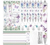 20 Sets Butterfly Inspirational Gifts Bulk Butterfly Ballpoint Pens Motivational Keychains Thank You Cards OPP Bags Employee Appreciation Gifts for Staff Coworkers Teachers Volunteers School Supplies