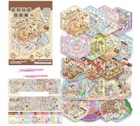 20 Sets DIY 3D House Stickers Kit, 3D Stickers - 3D Sticker Scene Set,Cute Stickers for Adults, Stress Relief Sticker Scenes with Tweezers Creative Fun & Reusable DIY Sticker Therapy Kit for Age 3+