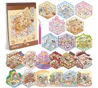 20 Sets DIY 3D House Stickers Kit, Miniature Scene Sticker with 1 Tweezer for Adults Kids Teens