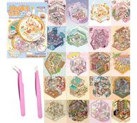 20 Sets DIY 3D House Stickers Kit Non-Toxic & Safe 3D Miniature Scene Therapy for Kids and Adults Stress Relief Sticker Scenes with Tweezers Reusable DIY Sticker Therapy Kit for Age 3+ (20set-4)