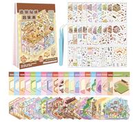 20 Sets DIY 3D House Stickers Scene Kit, Miniature Simulated Stress Relief Sticker Scenes with 30 PET Stickers, 20 Cabins, 1 Tweezer for Adults Kids Teens