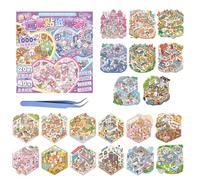 20 Sets DIY 3D Sticker Scene Book with 1 Tweezer 20 Different Miniature House Stickers for Adults Creative Stress Relief Sticker Therapy Book with 40 PET Stickers Cute Cartoon Scenes (Purple) (C)