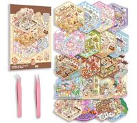 20 Sets DIY 3D Sticker Scene Collection Book for Kids Adults Cute Make Your Own Shop House Stickers for Gifts Stickers Therapy for Adult Relief Stress Pass The Time Play Park Hamburg Castle Library