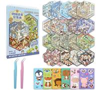 20 Sets DIY Miniature Scene Sticker Book + 6 Animal Stickers, 3D Creative Sticker Therapy to Relieve Stress, 3D Sticker Set with Tweezers for Age 3+, Gifts for Adults, Teens, Ostergeschenke Kinder