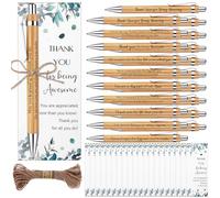 20 Sets Employee Appreciation Gifts Bulk Includes Thank You Wood Bamboo Ballpoint Pens Inspirational Cards with Twine Motivational Quotes Encouraging Pen for Colleagues Office School