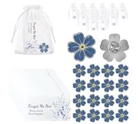 20 Sets Forget Me Not Memorial Pin Badges Bulk, Flower Funeral Favours with Cards & Organza Bags, Sympathy Gifts for Bereavement, Remembrance Brooch for Alzheimer's & Dementia Awareness
