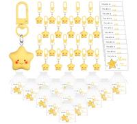 20 Sets Good Luck Employee Appreciation Gifts Bulk Small Yellow Fat Star Keychains Cute Inspirational Cards Organza Bags Class Gifts from Teacher Employee of The Month for Coworkers Volunteers Nurses