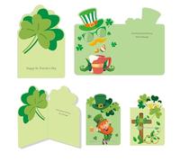 20 Sets Greetings St. Patrick's Day Greeting Cards with Envelopes - 4 x 6 Inch Assorted Irish St Patrick's Elements Shaped Cards Shamrock St Patrick's Day Cards For Kids, Teens Jesus Spring Party