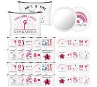 20 Sets Gymnastics Gifts Gymnastics Makeup Bag for Women with Compact Mirror Inspirational Cosmetic Bag Gymnasts Inspirational Gifts Gymnastic Coach Gift for Sports Lovers Birthday Christmas Gift