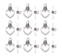 20 Sets Heart Toggle Clasps, Antique Silver Jewelry Clasps Bracelet T-Bar Closure Clasps Fastener IQ End Connectors for DIY Necklace Bracelet Jewelry Making
