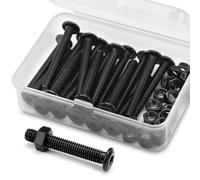 (20 sets) M5 x 40mm Flat Round Hexagon Socket Head Bolts and Nuts kit 304 Stainless Steel Black Oxide, Furniture bolts, Connector Screws for Furniture