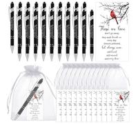 20 Sets Memorial Funeral Favours for Guests Memorial Ballpoint Pens Funeral Guest Pens Memorial Cards Black Click Pens for Funeral Mourning Condolence Book Writing Supplies