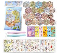 20 Sets Miniature House Stickers Kit with PET Stickers and Tweezers, 3D Sticker Scene Book, Creative DIY Sticker Book for Adults, Stress Relief Crafting and Parent- Activities