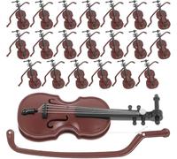 20 Sets Miniature Violin Models - 3.34 Inch Coffee Plastic Tiny Musical Instrument for Dollhouse Decor, Christmas Decorations, and Holiday Party Adornments