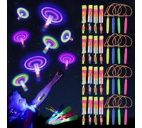 20 Sets of LED Helicopter Catapult,Light up Helicopter Slingshot,Copter LED Catapult Flying Toy,Shooters Flying Light up Toy,4 pcs Bamboo Dragonflies,Suitable for Outdoor Game Party Gifts
