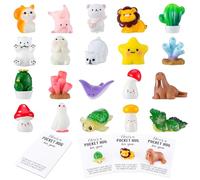 20 Sets Pocket Hug Gifts Mini Resin Animals with Inspirational Cards Cute Pig Turtle Bear Figurines Pocket Keepsake Ornament Thank You Gift for Friends Family Coworkers