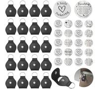 20 Sets Pocket Hug Token Leather Keychains, Pocket Hug Coin with PU Leather Keychain, Inspiring Token Gift, Long Distance Relationship Keepsake, Encouraging Gift for Loved Ones, Family, Friends