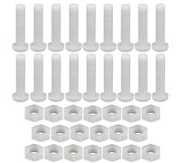20 Sets White Nylon Hex Bolts, M8 x 50mm Phillips Round Pan Head Bolts with Hex Nuts, Multi Purpose Insulated Screw Bolt for Industrial Machines Furniture DIY