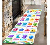 20 Shapes Learning Rug Geometry Kids Runner Rug for Classroom 80x150cm | Circle Square Triangle and More on Bright Educational Carpet Low-Pile Non-Slip Floor Mat for Kids Room Bedroom Study Space