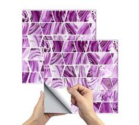 20-Sheet Kitchen Backsplash Peel and Stick Wall Tile,Vinyl Self Adhesive Waterproof Decorative Wall Tiles Stickers,Purple Water Wave,7.9x7.9inch=20 * 20cm
