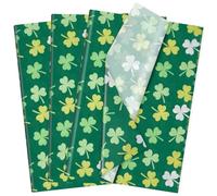 20 Sheet Watercolor Clover Shamrock Tissue Paper, 20x14in Clover Shamrock Pattern Art Paper for Irish St. Patrick's Day Spring Party Home Decor Gift Crafts (B)