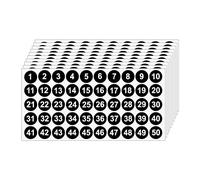 20 Sheets 1 to 50 Vinyl Small Round Labels Consecutive Number Stickers Waterproof Adhesive Inventory Stickers for Storage Box, Indoor Outdoor, Office & School Supplies