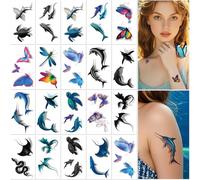 20 Sheets 3D Stereo Animal Tattoo Stickers Waterproof Children Adult Butterfly Dolphin Penguin Temporary Stickers