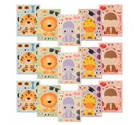 20 Sheets Animal Face Stickers for Crafts and Books, Cute Cartoon | Copper Plate Sticker Sheets, Mix and Match Facial Features, Parent Interactive Play, Birthday Party Favor