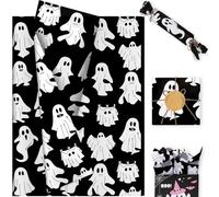 20 Sheets Black Ghost Tissue Paper, 20x14in Ghost Gift Wrapping Paper for Halloween Birthday Party Decor Gift Crafts