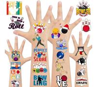 20 Sheets Bowling Temporary Tattoos Stickers 400Pcs Sports Bowls Tattoos Birthday Party Favors Decorations Supplies for Goodie Bags Fillers Exchange Gifts School Prizes Game Rewards