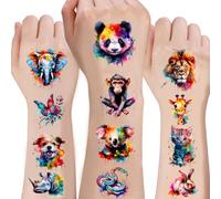 20 Sheets Cartoon Animal Tattoo Stickers Colorful Tiger Arm And Face Fun Party Temporary Tattoo Stickers