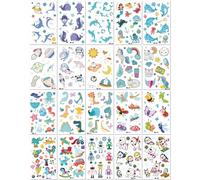 20 Sheets Children'S Cartoon Blue Night Light Tattoo Stickers Butterfly Shark Pirate Space Tattoo Cartoon Stickers