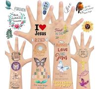 20 Sheets Christian Religious Temporary Tattoos 300Pcs Bible Verse Tattoos Stickers for Party Favors Decorations Supplies Motivational Scripture Faith Sunday School Prizes Gifts Rewards