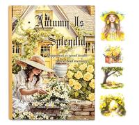 20 Sheets Clear PET Autumn Garden Stickers,Vintage Yellow Floral Figure Scrapbook Sticker for Junk Journal, Planner, Card Making DIY Crafts