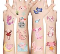 20 Sheets Cute Axolotl Temporary Tattoos, Axolotl Party Favors Supplies Birthday Decorations Tattoo Stickers for Kids Boys Girls Gifts Goodie Bags Fillers Prizes Rewards