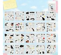 20 Sheets Cute Cat Stickers, Waterproof PET Cute Cat Stickers, for Scrapbooking, Journaling, Phone Case or Water Bottle Decoration (Gray)