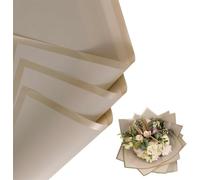 20 Sheets Flower Wrapping Paper - Premium Gold Edge Waterproof Floral Bouquet Wrapping Paper - Florist Supplies for Birthday, Wedding and DIY Crafts (Khaki/Bronze)