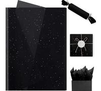 20 Sheets Glitter Tissue Paper, 20x14in Metallic Black Little Sparkles Dotted Wrapping Tissue for Birthday Wedding Party Supplies Gift Decor (Black)