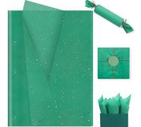 20 Sheets Glitter Tissue Paper, 20x14in Metallic Green Little Sparkles Dotted Wrapping Tissue for Birthday Wedding Party Supplies Gift Decor (Green)