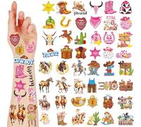 20 Sheets Glitter Western Cowboy Cowgirl Temporary Tattoos Stickers 240Pcs Sparkle Horse First Rodeo Tattoos for Party Favors Decorations Supplies Gift Bag Fillers Classroom School Prizes Rewards