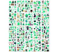 20 Sheets Halloween Glow In The Dark Temporary Tattoo Stickers Waterproof And Long Lasting Fluorescent Green Children'S Cartoon Face Light Up Temporary Tattoo Stickers.