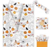 20 Sheets Halloween Pumpkin Tissue Paper, Pumpkin Ghost Spider Web Crow Pattern Gift Wrapping Paper Tissue for Halloween Birthday Party Decor Gift Crafts, 20 x 14 inch