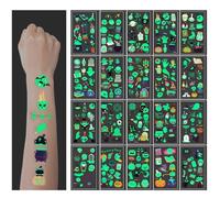 20 Sheets Halloween Temporary Tattoos for Kids, Waterproof Glow in the Dark Tattoos with Pumpkin Bats Witch Monster Designs for Boys Girls ' Halloween Party (Mixed)
