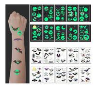 20 Sheets Halloween Temporary Tattoos for Kids, Waterproof Glow in the Dark Tattoos with Pumpkin Bats Witch Monster Designs for Boys Girls ' Halloween Party (Bat)