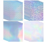20 Sheets Holographic Sticker Paper for Inkjet & Laser Printer 8.5x11 inch Printable Vinyl Holographic Sticker Paper Self-Adhesive Waterproof -, Diamond, Rainbow, Dots, Transparent